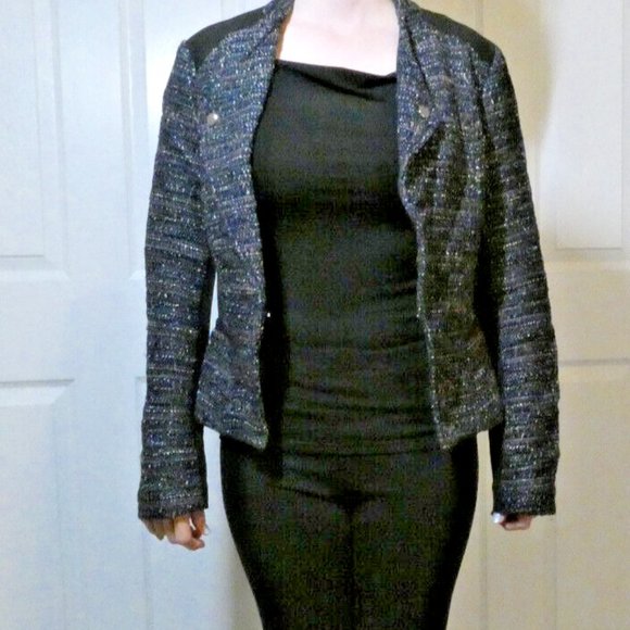 WHBM Jacket Black Classic Office Suit Blazer Tweed Multicolor Dress-up Size 6 - Picture 5 of 11